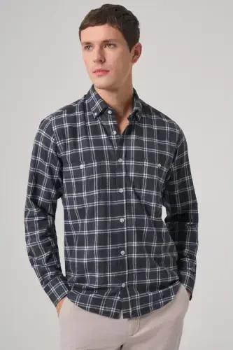 Modazone Men's Navy Blue Regular Fit Lumberjack Shirt - MORVEN (1)