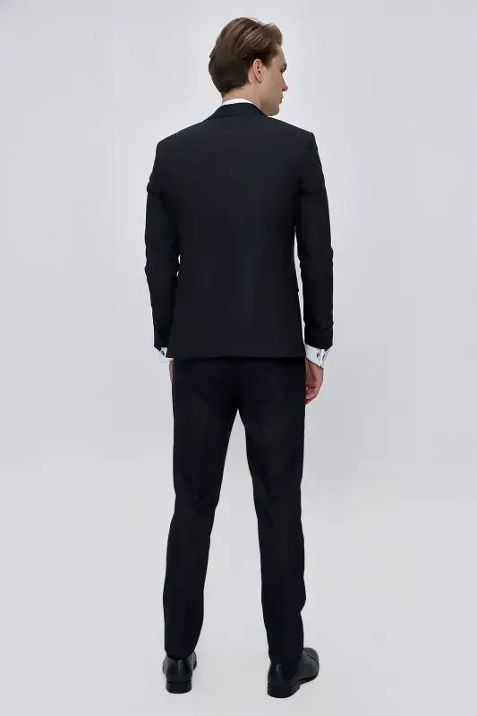 Modazone Men's Navy Blue Santos Detachable Collar Slim Fit Groom Suit - 2