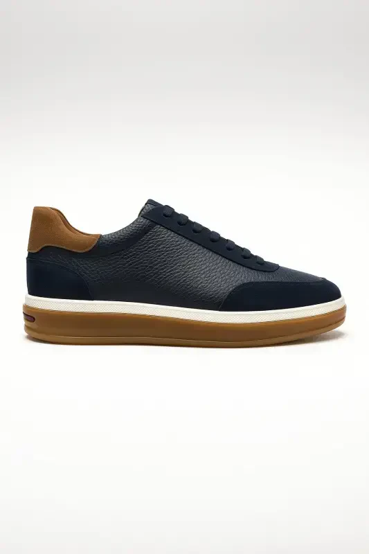 Modazone Men's Navy Blue Seasonal Casual Leather Shoes - 1