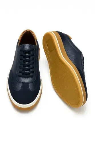 Modazone Men's Navy Blue Seasonal Casual Leather Shoes - 3