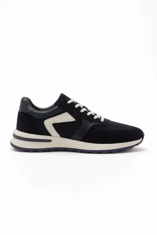 Modazone Men's Navy Blue Seasonal Casual Leather Sneakers - MORVEN
