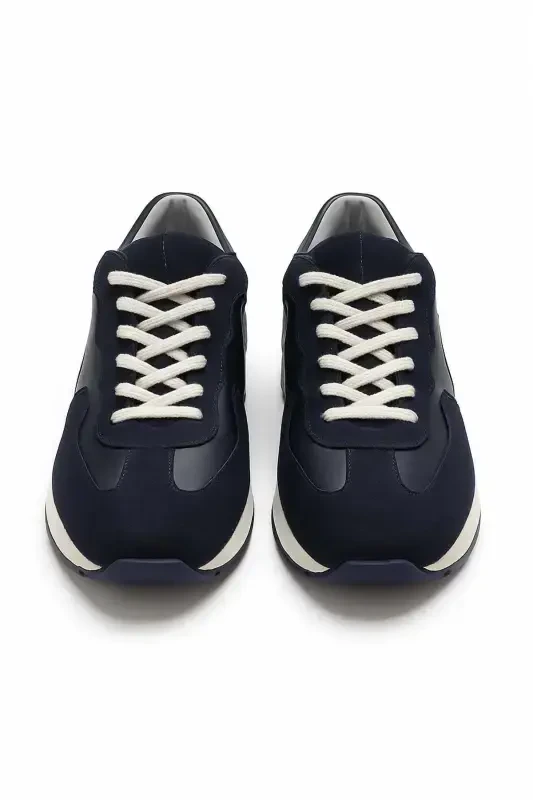 Modazone Men's Navy Blue Seasonal Casual Leather Sneakers - 2