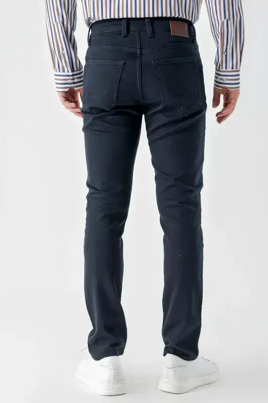 Modazone Men's Navy Blue Seasonal Cotton 5 Pocket Slim Fit Jean Pants - 4