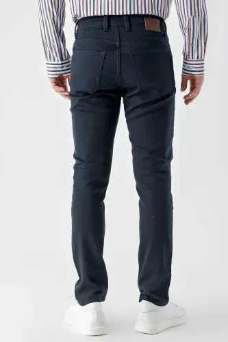 Modazone Men's Navy Blue Seasonal Cotton 5 Pocket Slim Fit Jean Pants - 4