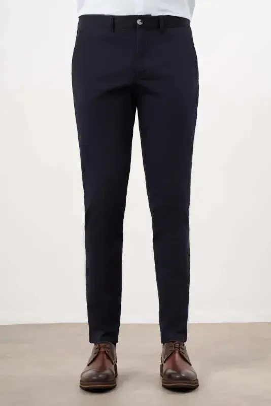 Modazone Men's Navy Blue Seasonal Cotton Side Pocket Slim Fit Chino Pants - 1
