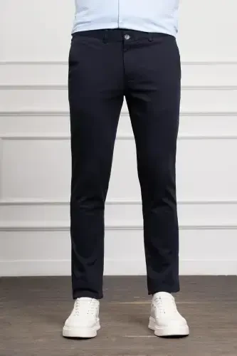 Modazone Men's Navy Blue Slim Fit Narrow Cut Chino Pants 