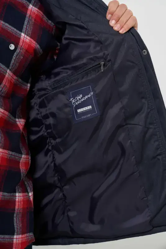 Modazone Men's Navy Blue Snap Fastener Hooded Dynamic Fit Relaxed Fit Jacket - 4