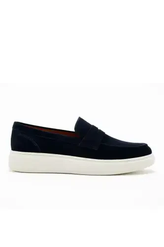 Modazone Men's Navy Blue Summer Casual Eva Sole Suede Shoes - 1