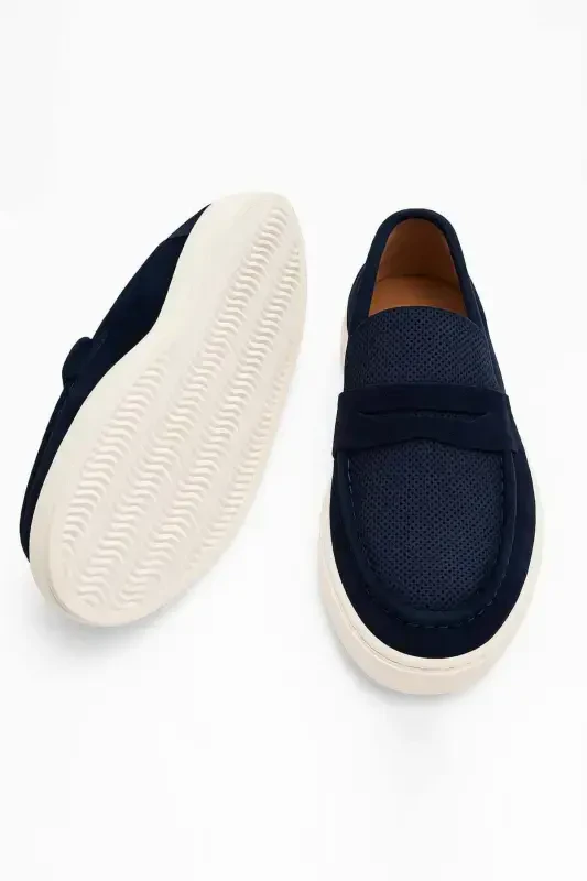 Modazone Men's Navy Blue Summer Casual Eva Sole Suede Shoes - 4