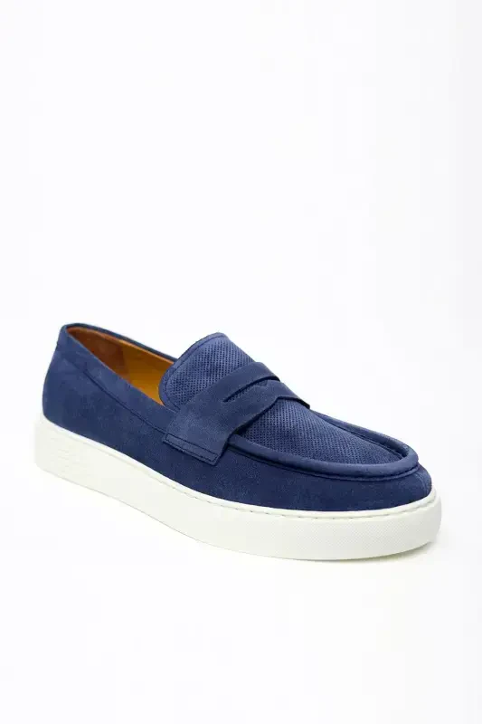 Modazone Men's Navy Blue Summer Casual Eva Sole Suede Shoes - MORVEN