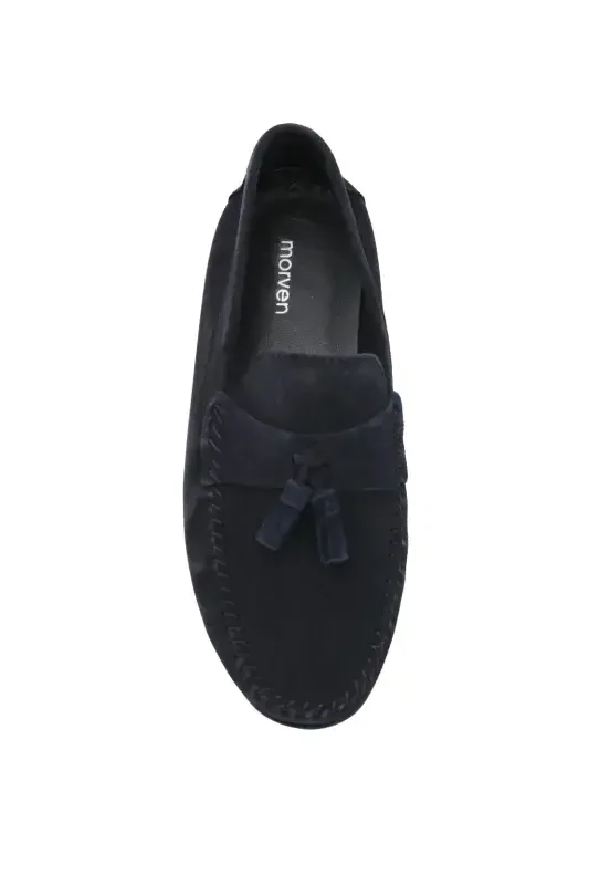 Modazone Men's Navy Blue Summer Casual Suede Shoes - 5