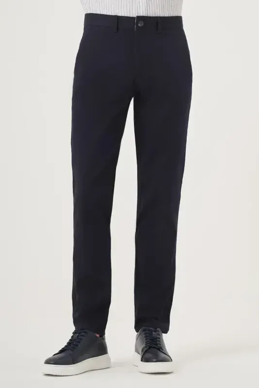 Modazone Men's Navy Blue Summer Cotton Side Pocket Slim Fit Chino Pants - 2