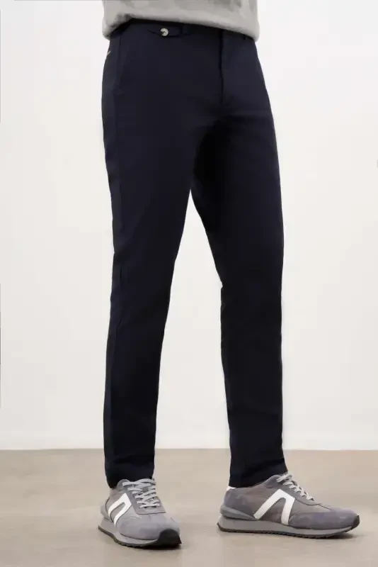 Modazone Men's Navy Blue Summer Cotton Side Pocket Slim Fit Chino Pants - 2