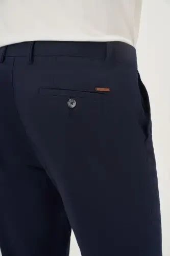 Modazone Men's Navy Blue Summer Cotton Side Pocket Slim Fit Chino Pants - 4