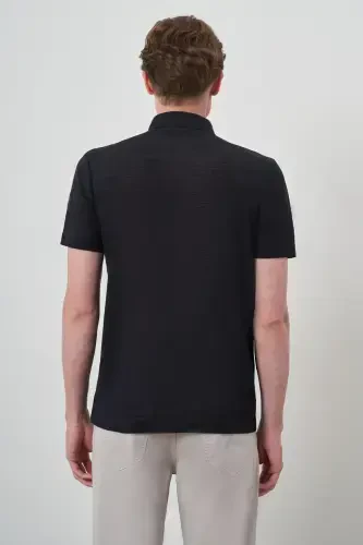 Modazone Men's Navy Blue Trend Apache Collar Short Sleeve Shirt - 5