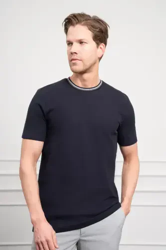 Modazone Men's Navy Blue Trend Crew Neck Dynamic Fit T-Shirt - 3
