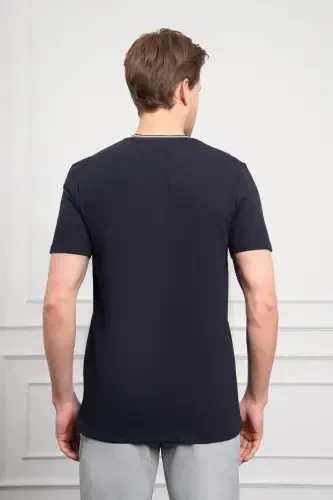 Modazone Men's Navy Blue Trend Crew Neck Dynamic Fit T-Shirt - 5
