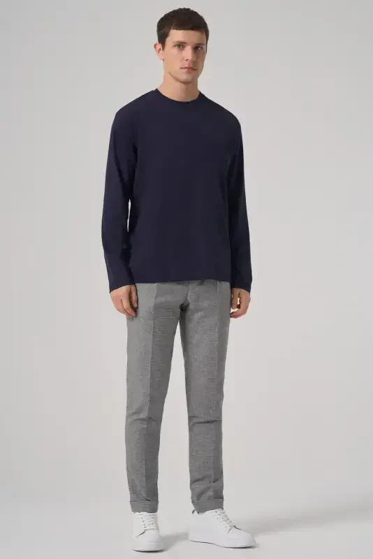 Modazone Men's Navy Blue Trend Crew Neck Rayon Sweatshirt - 4