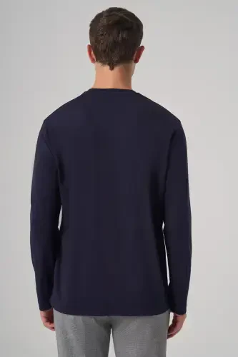 Modazone Men's Navy Blue Trend Crew Neck Rayon Sweatshirt - 5
