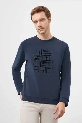 Modazone Men's Navy Blue Trend Crew Neck Sweatshirt - 3