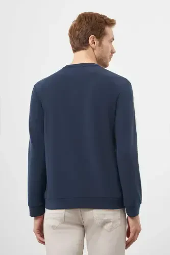 Modazone Men's Navy Blue Trend Crew Neck Sweatshirt - 5
