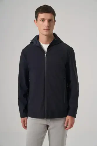 Modazone Men's Navy Blue Trend Reversible Hooded Coat - 3