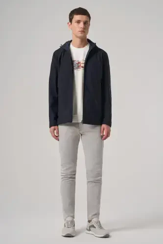 Modazone Men's Navy Blue Trend Reversible Hooded Coat - 5