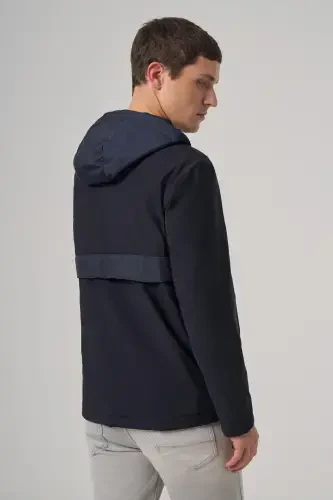 Modazone Men's Navy Blue Trend Reversible Hooded Coat - 8