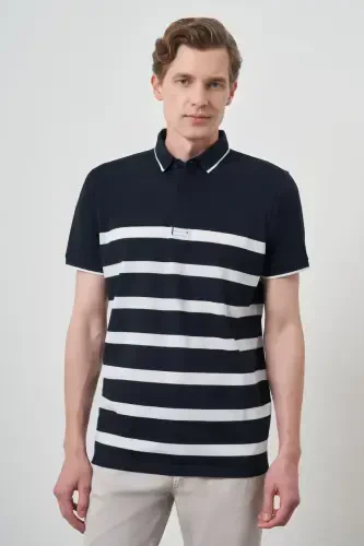 Modazone Men's Navy Blue Trend Ringer Polo Collar T-Shirt - MORVEN (1)