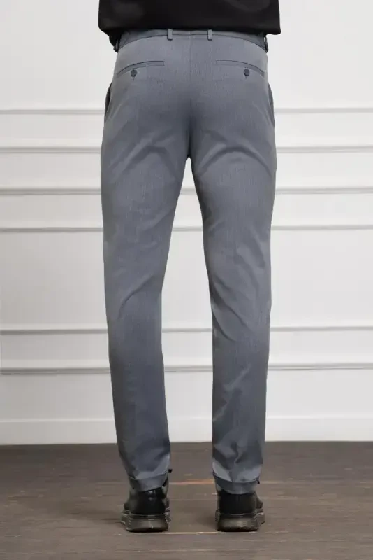 Modazone Men's Navy Blue Trend Slim Fit Narrow Cut Pleated Pants - 3