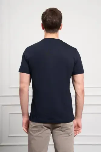 Modazone Men's Navy Blue Trendy Crew Neck Dynamic Fit Cotton T-Shirt - 5