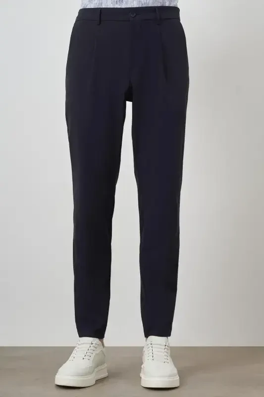 Modazone Men's Navy Blue Trendy Slim Fit Full Elastic Waistband Pants - 1