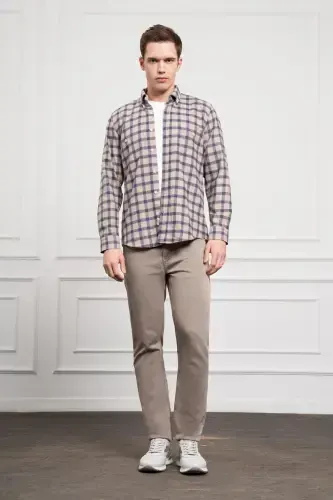 Modazone Men's Navy Blue Winter Buttoned Collar Regular Fit Shirt - 2