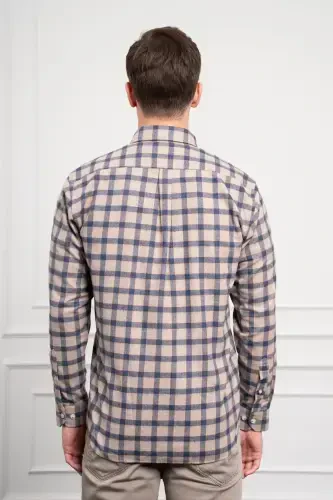 Modazone Men's Navy Blue Winter Buttoned Collar Regular Fit Shirt - 6