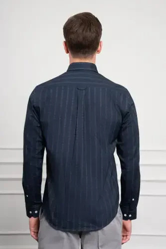 Modazone Men's Navy Blue Winter Dynamic Fit Button-Down Collar Shirt - 5