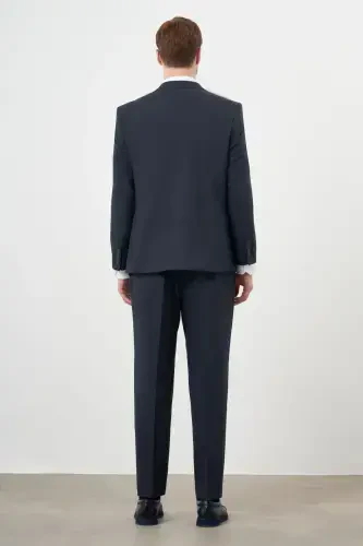 Modazone Men's Navy Blue Wool Platinium 4-Drop Dynamic Fit Mono Collar Suit - 5