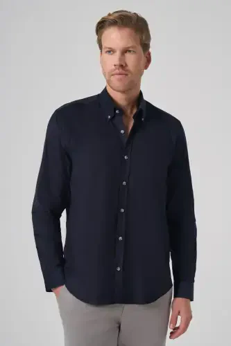 Modazone Men's Navy Cotton Trend Dynamic Fit Button-Down Collar Shirt 