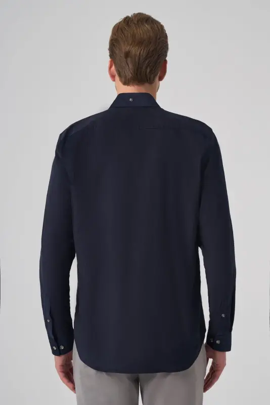 Modazone Men's Navy Cotton Trend Dynamic Fit Button-Down Collar Shirt - 5