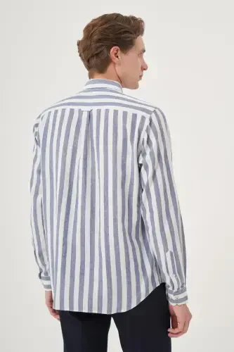 Modazone Men's Navy Cotton Trend Dynamic Fit Button-Down Collar Shirt - 5