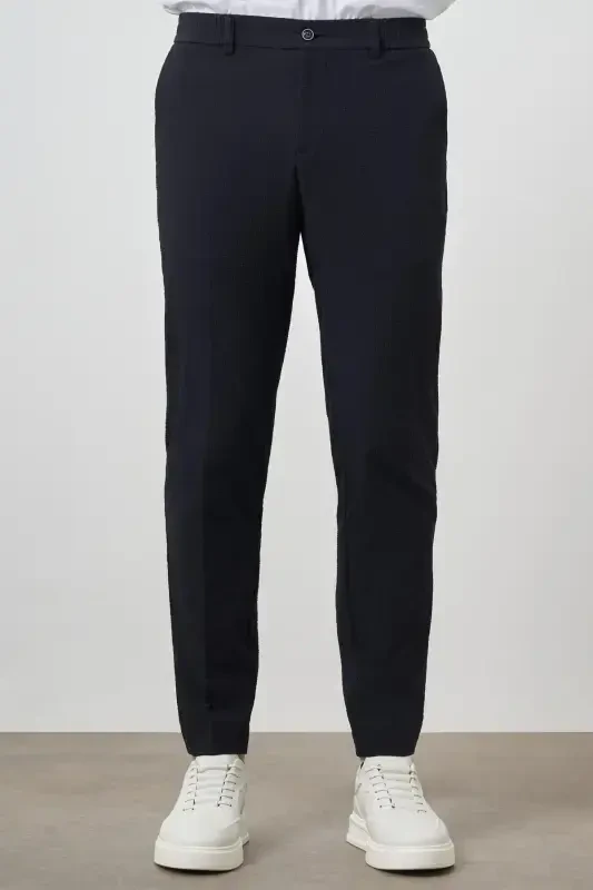 Modazone Men's Navy Polyester Elastic Waistband Trend Slim Fit Pants - 1