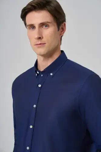 Modazone Men's Navy Regular Fit Button-Down Collar Shirt - 3