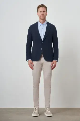 Modazone Men's Navy Woven Slim Fit Mono Collar Jacket - MORVEN (1)