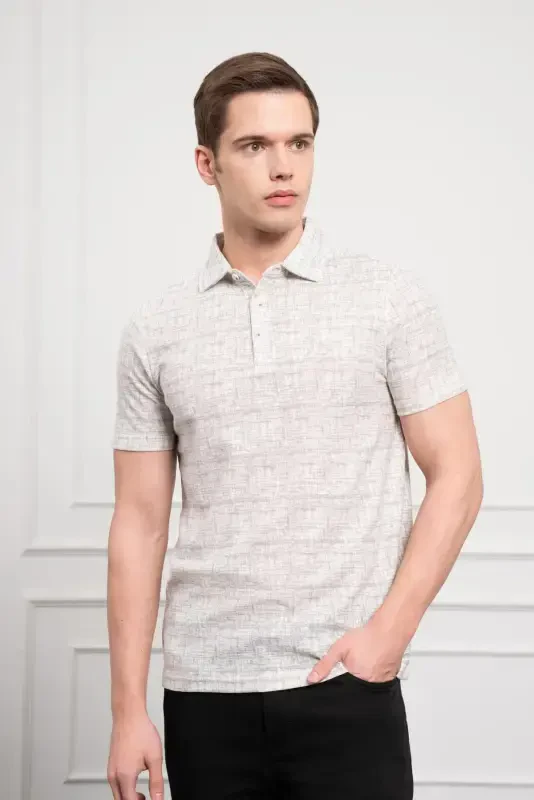 Modazone Men's Petrol Trend Polo Collar Patterned Dynamic Fit Relaxed Fit T-Shirt - 1