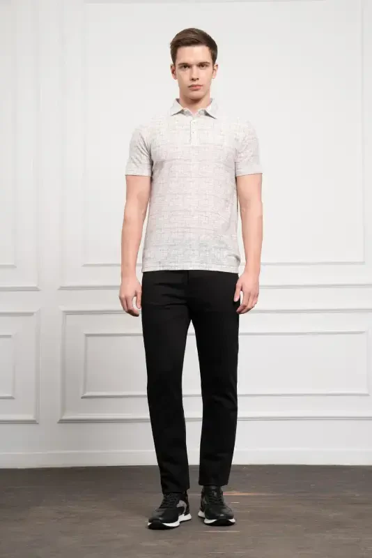 Modazone Men's Petrol Trend Polo Collar Patterned Dynamic Fit Relaxed Fit T-Shirt - 2