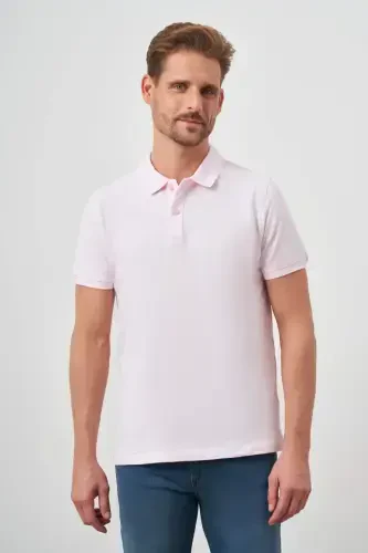 Modazone Men's Pink Basic Polo Collar Dynamic Fit T-Shirt 