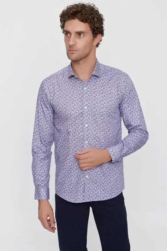 Modazone Men's Pink Cotton Printed Slim Fit Shirt - 1