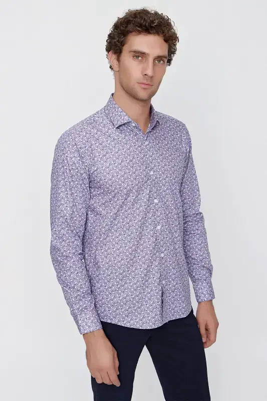 Modazone Men's Pink Cotton Printed Slim Fit Shirt - 4