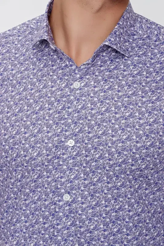 Modazone Men's Pink Cotton Printed Slim Fit Shirt - 5