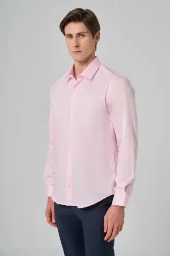 Modazone Men's Pink Dynamic Fit Hard Collar Shirt - 3