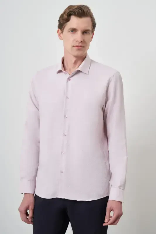 Modazone Men's Pink Slim Fit Italian Collar Shirt - MORVEN